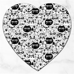 Cute Cat Faces Pattern Jigsaw Puzzle (heart) by TastefulDesigns