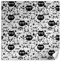 Cute Cat Faces Pattern Canvas 12  X 12  by TastefulDesigns