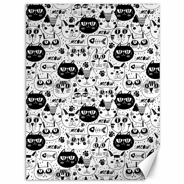 Cute Cat Faces Pattern Canvas 36  x 48 