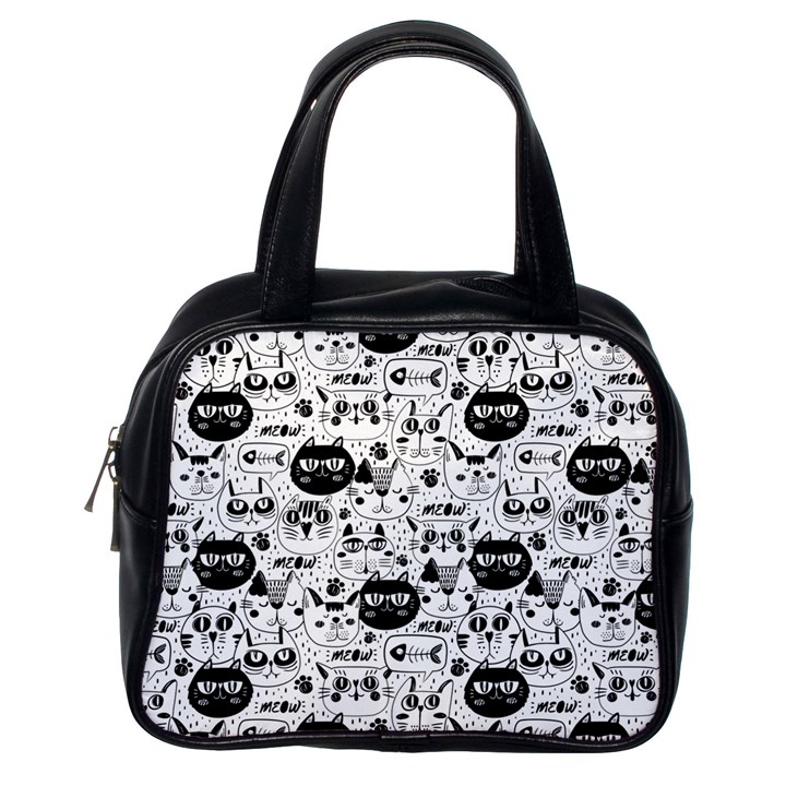 Cute Cat Faces Pattern Classic Handbag (One Side)