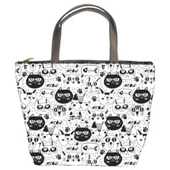 Cute Cat Faces Pattern Bucket Bag by TastefulDesigns