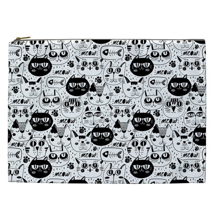 Cute Cat Faces Pattern Cosmetic Bag (XXL)