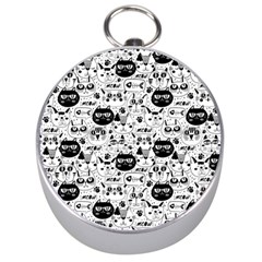 Cute Cat Faces Pattern Silver Compasses by TastefulDesigns