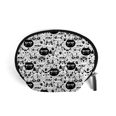 Cute Cat Faces Pattern Accessory Pouch (small) by TastefulDesigns