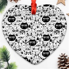 Cute Cat Faces Pattern Ornament (heart)