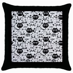 Cute Cat Faces Pattern Throw Pillow Case (black) by TastefulDesigns