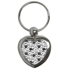 Cute Cat Faces Pattern Key Chain (heart) by TastefulDesigns