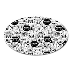 Cute Cat Faces Pattern Oval Magnet by TastefulDesigns