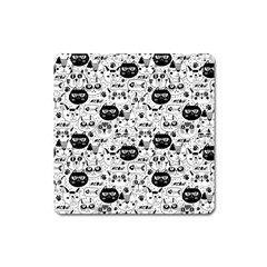 Cute Cat Faces Pattern Square Magnet by TastefulDesigns