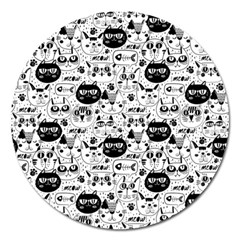 Cute Cat Faces Pattern Magnet 5  (round) by TastefulDesigns