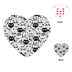 Cute Cat Faces Pattern Playing Cards Single Design (heart)