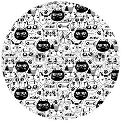 Cute Cat Faces Pattern Wooden Puzzle Round by TastefulDesigns