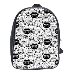 Cute Cat Faces Pattern School Bag (large) by TastefulDesigns