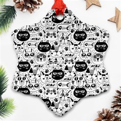 Cute Cat Faces Pattern Snowflake Ornament (two Sides)