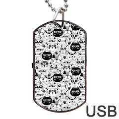 Cute Cat Faces Pattern Dog Tag Usb Flash (two Sides) by TastefulDesigns