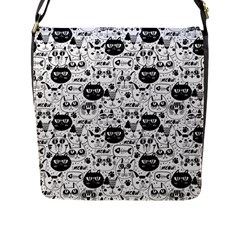 Cute Cat Faces Pattern Flap Closure Messenger Bag (l) by TastefulDesigns