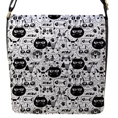 Cute Cat Faces Pattern Flap Closure Messenger Bag (s) by TastefulDesigns