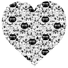 Cute Cat Faces Pattern Wooden Puzzle Heart by TastefulDesigns