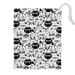 Cute Cat Faces Pattern Drawstring Pouch (5xl) by TastefulDesigns