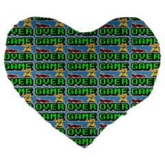 Game Over Karate And Gaming - Pixel Martial Arts Large 19  Premium Heart Shape Cushions by DinzDas