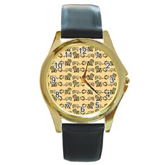 Inka Cultur Animal - Animals And Occult Religion Round Gold Metal Watch by DinzDas