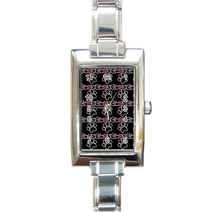 Pet Love - Dogs, Cats And All Pets Lover Rectangle Italian Charm Watch