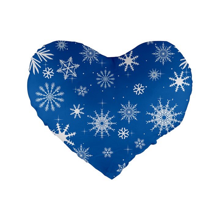 Winter Time And Snow Chaos Standard 16  Premium Flano Heart Shape Cushions