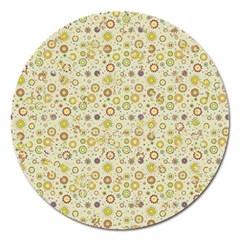 Abstract Flowers And Circle Magnet 5  (round) by DinzDas