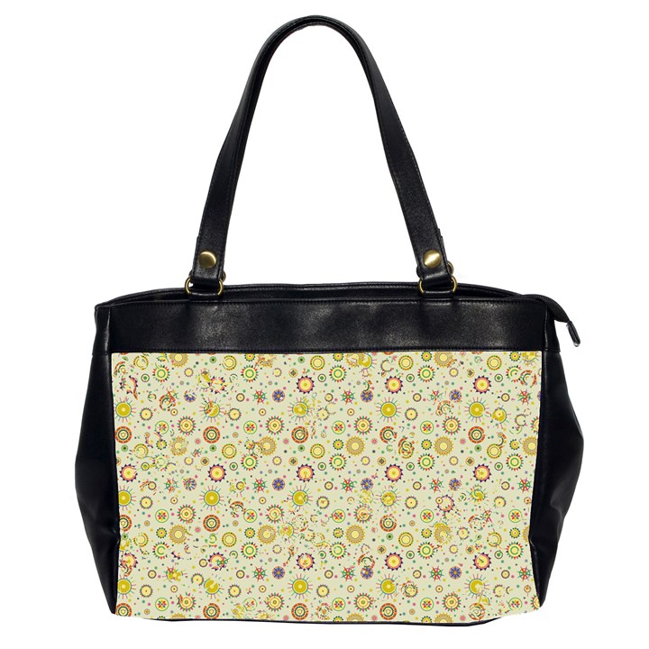 Abstract Flowers And Circle Oversize Office Handbag (2 Sides)