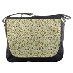 Abstract Flowers And Circle Messenger Bag by DinzDas