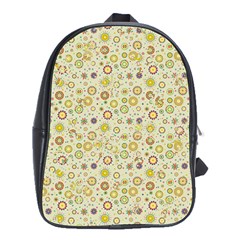 Abstract Flowers And Circle School Bag (xl) by DinzDas