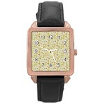 Abstract Flowers And Circle Rose Gold Leather Watch  Front