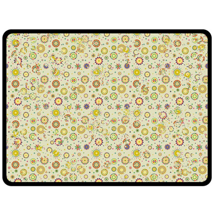 Abstract Flowers And Circle Double Sided Fleece Blanket (Large) 