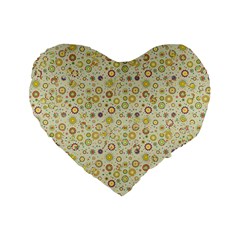 Abstract Flowers And Circle Standard 16  Premium Flano Heart Shape Cushions by DinzDas