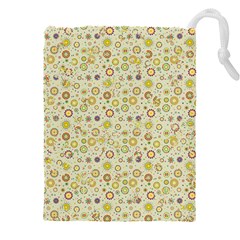 Abstract Flowers And Circle Drawstring Pouch (4xl) by DinzDas