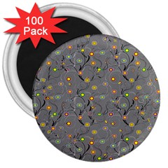 Abstract Flowers And Circle 3  Magnets (100 Pack) by DinzDas