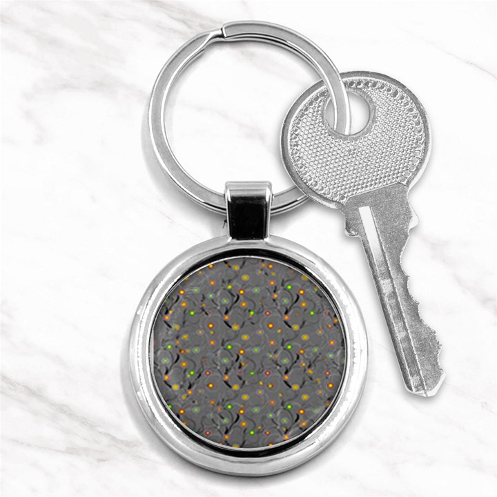 Abstract Flowers And Circle Key Chain (Round)