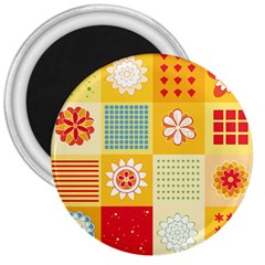 Abstract Flowers And Circle 3  Magnets by DinzDas