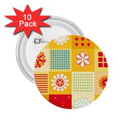 Abstract Flowers And Circle 2 25  Buttons (10 Pack)  by DinzDas