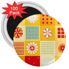 Abstract Flowers And Circle 3  Magnets (100 Pack) by DinzDas