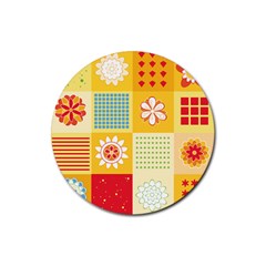 Abstract Flowers And Circle Rubber Coaster (round)  by DinzDas