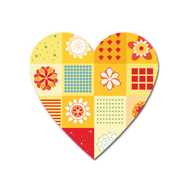 Abstract Flowers And Circle Heart Magnet