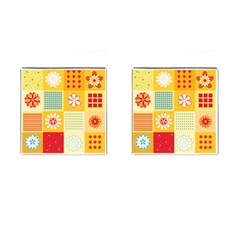 Abstract Flowers And Circle Cufflinks (square) by DinzDas