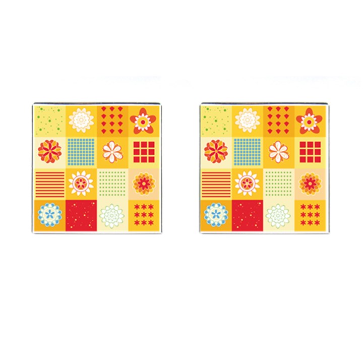 Abstract Flowers And Circle Cufflinks (Square)