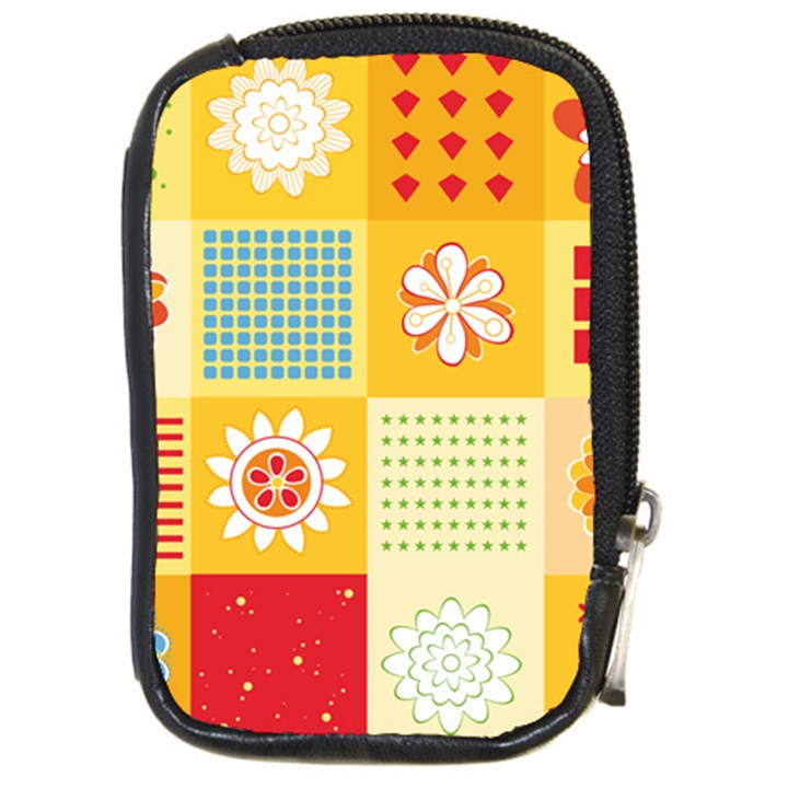 Abstract Flowers And Circle Compact Camera Leather Case