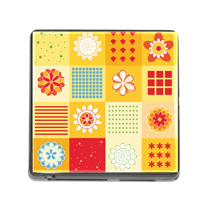 Abstract Flowers And Circle Memory Card Reader (Square 5 Slot)