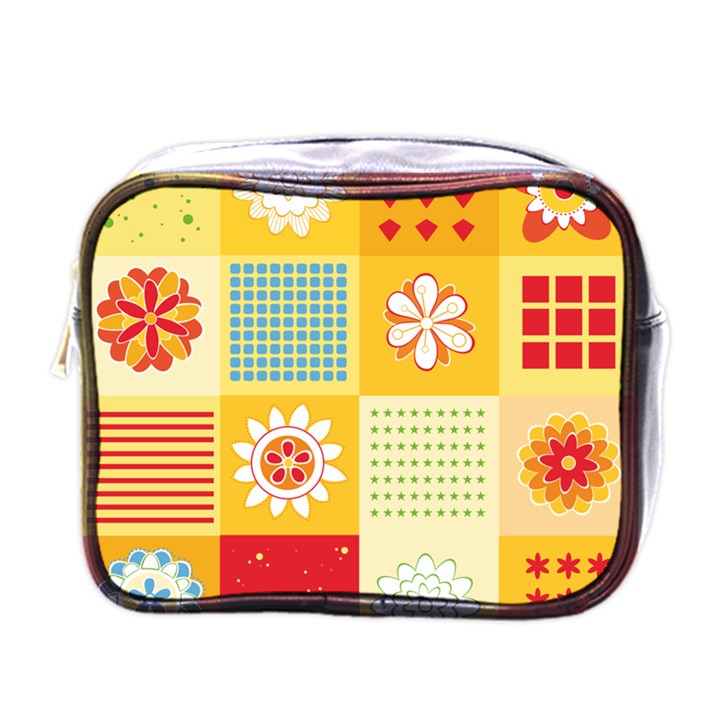 Abstract Flowers And Circle Mini Toiletries Bag (One Side)