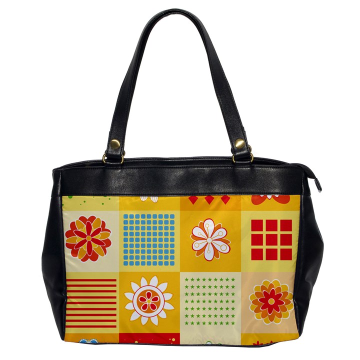 Abstract Flowers And Circle Oversize Office Handbag