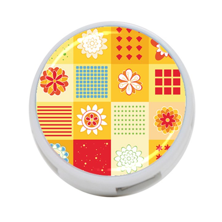 Abstract Flowers And Circle 4-Port USB Hub (One Side)