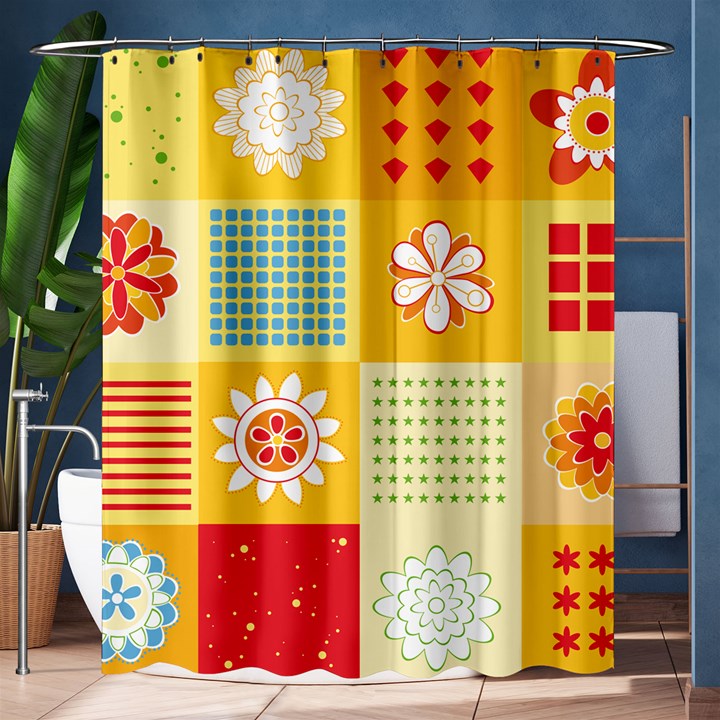 Abstract Flowers And Circle Shower Curtain 60  x 72  (Medium) 